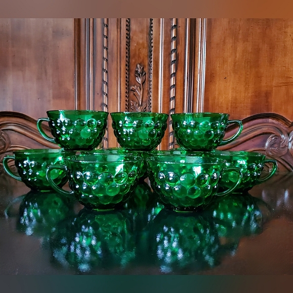 (11) Vntg "Bubble Green" Cups by Anchor Hocking - Picture 3 of 9
